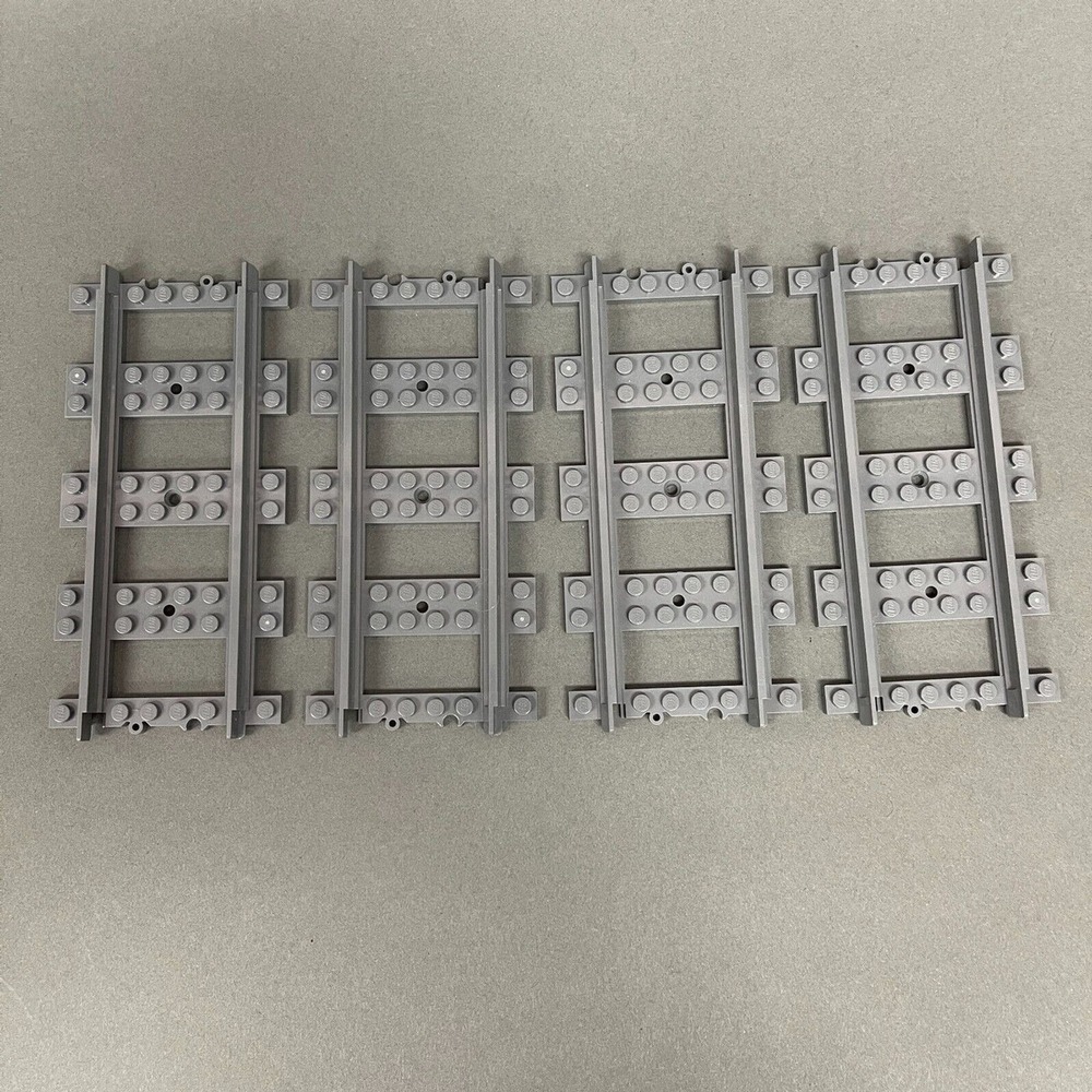 Lego 17275 Train Track Straight Gray‎ Replacement Part Piece Lot of 4
